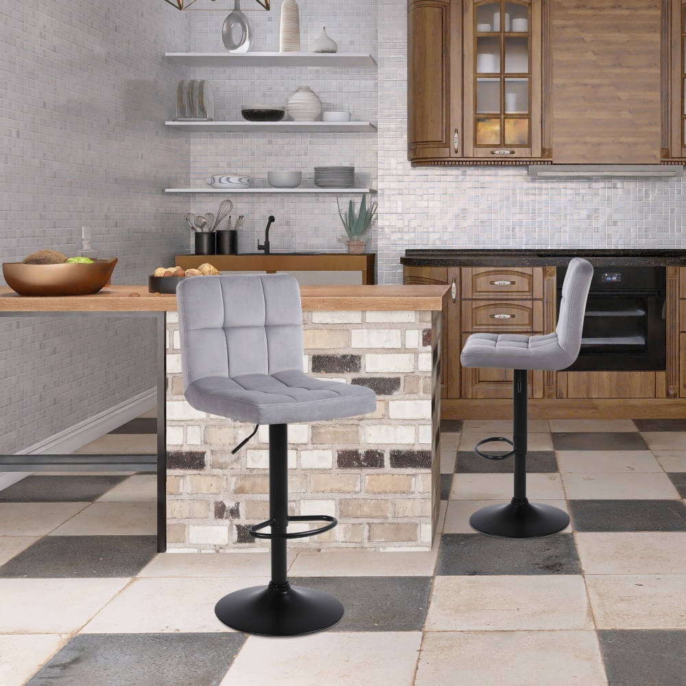 Square back adjustable swivel bar stool